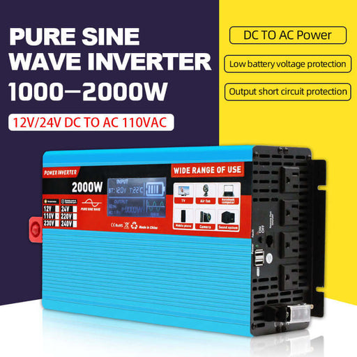 EASUN 2000W Pure Sine Wave Inverter DC 12V To AC 110V Voltage Transformer Power Converter Solar Car Inverter