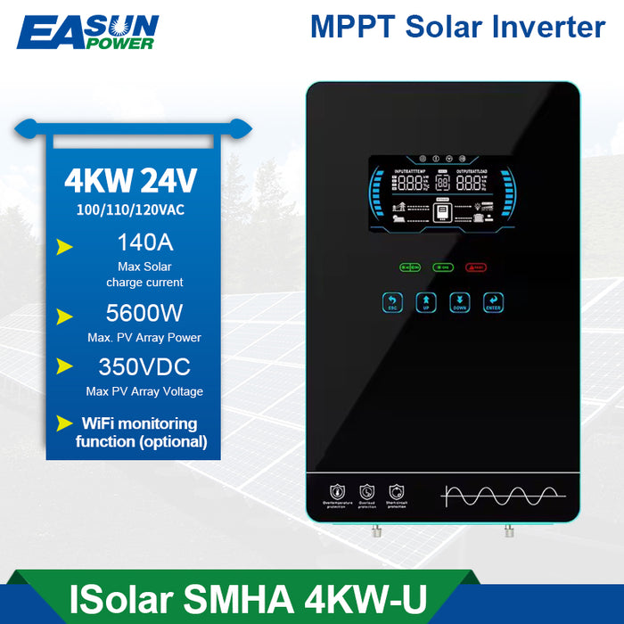 Easun 4.0K MPPT Solar Inverter 24V 120V Pure Sine Wave Off Grid Inverter 140A