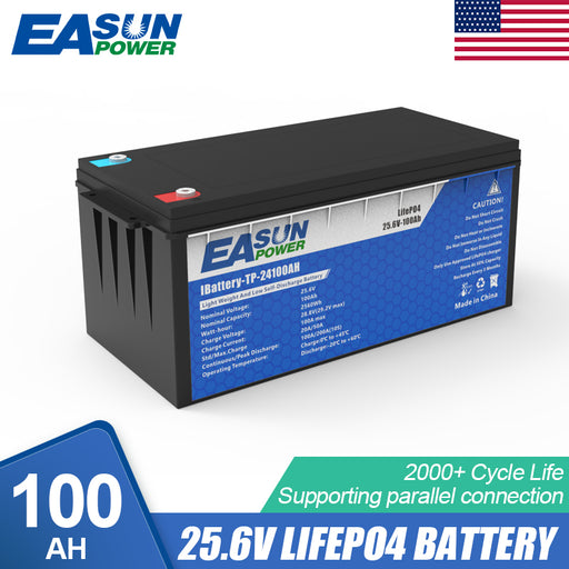 EASUN POWER 25.6V 100AH Lithium Energy Storage LiFePO4 Battery Iron Battery for Solar Power System