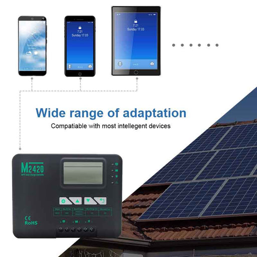 20A MPPT Solar Charge Controller 12V/24V Negative Grounded Controller with Built-in Bluetooth and Lithium Battery