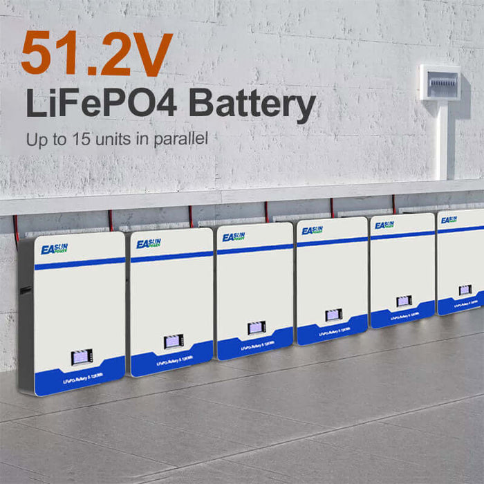 EASUN LiFePO4 PowerWall Storage Battery for 48V 51.2V 200Ah Hybrid Off grid Inverter System