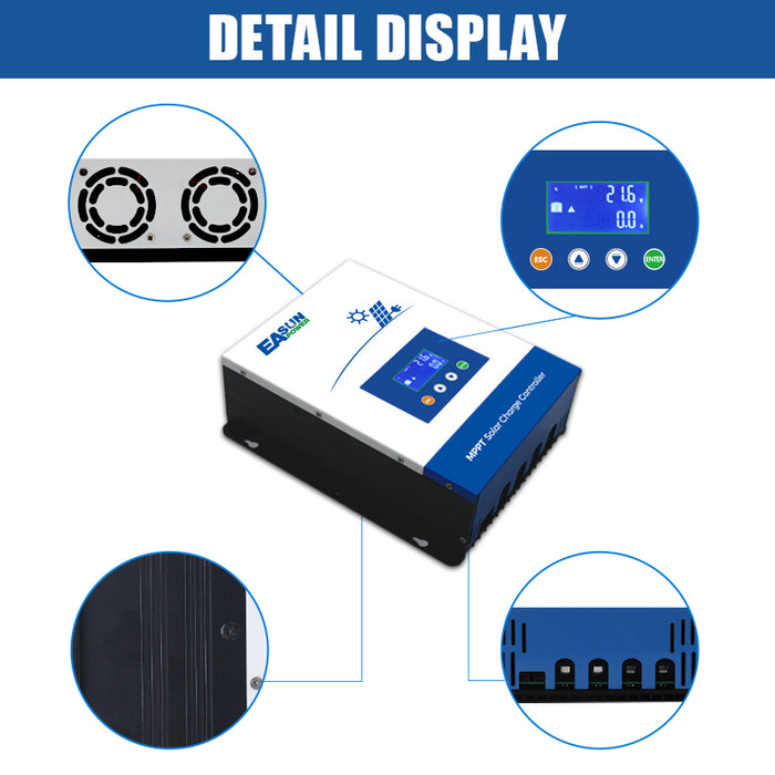 EASUN POWER 80A MPPT Solar Charger Controller 12V 24V 36V 48V Battery and solar panel solar charge regulator PV Input 150VOC