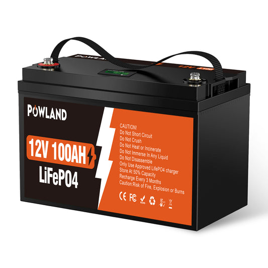 POWLAND LiFePO₄ Battery 12V-100AH BMS Series and Parallel Connection Rechargeable