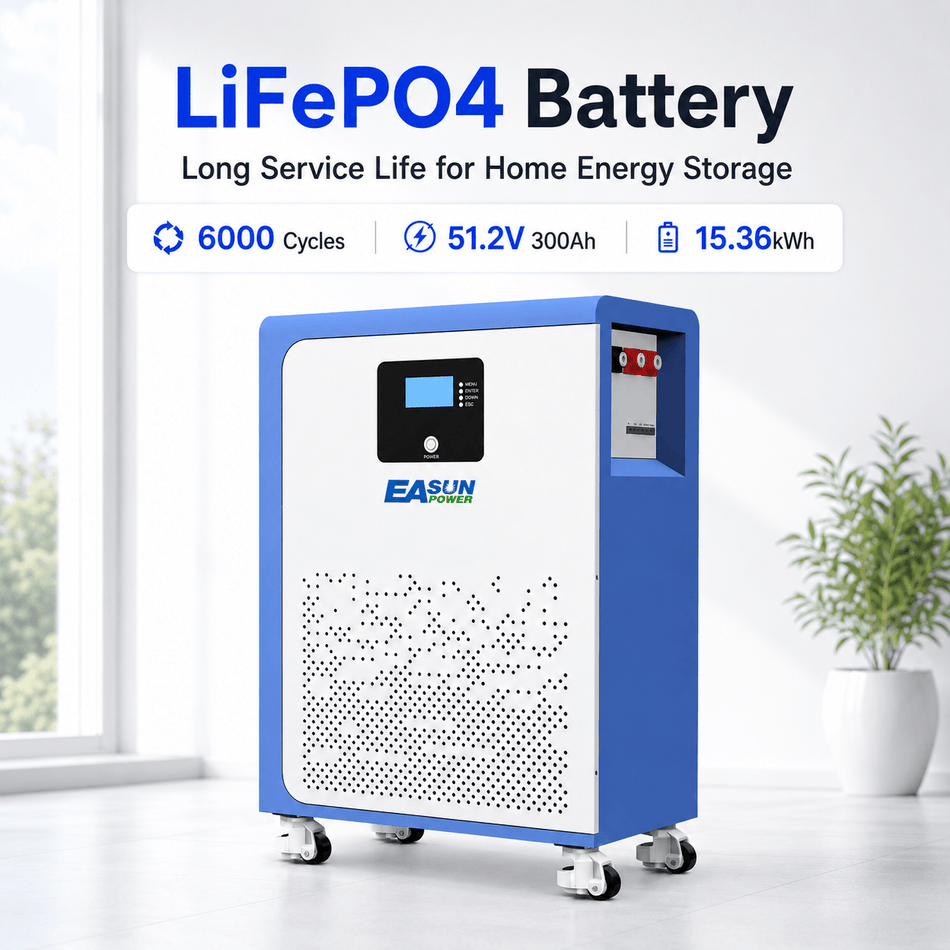 15.36kWh 51.2V 300Ah LiFePO4 Home Battery | EASUN