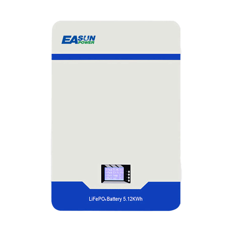 5.12kWh 51.2V 100Ah Wall-Mounted LiFePO4 Battery for Home Solar Storage | EASUN