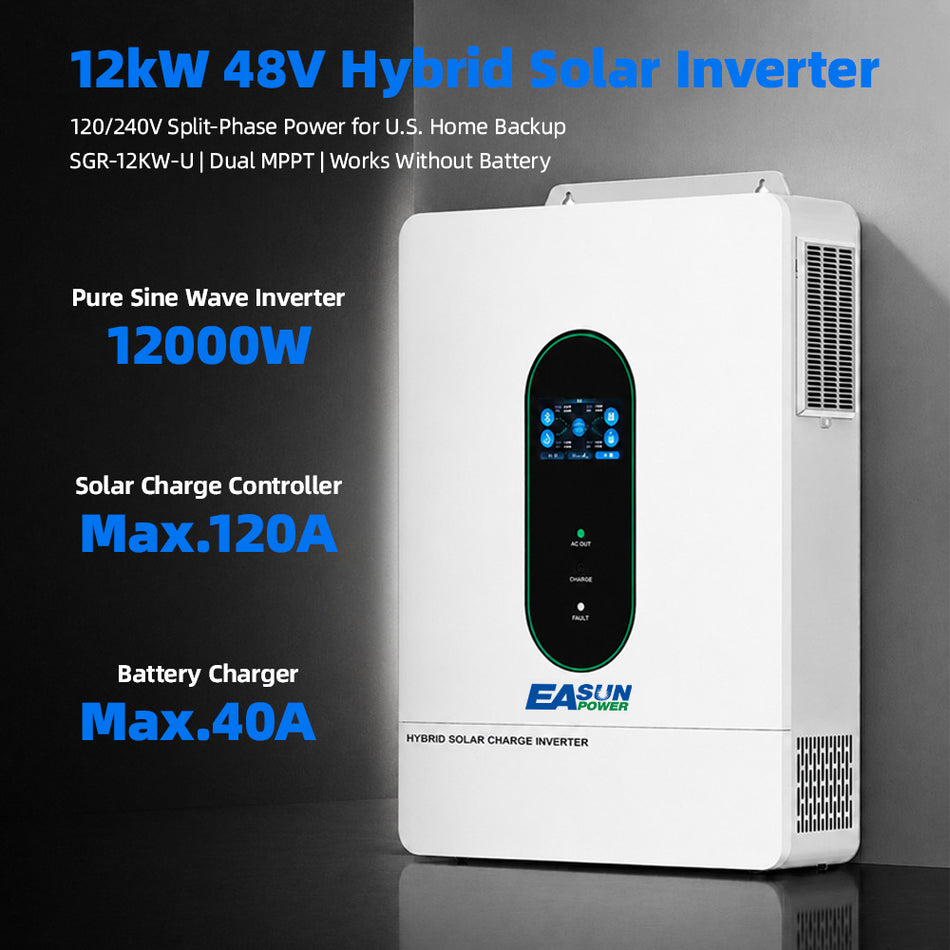 12kW 48V Split-Phase Hybrid Solar Inverter for Home Backup | EASUN